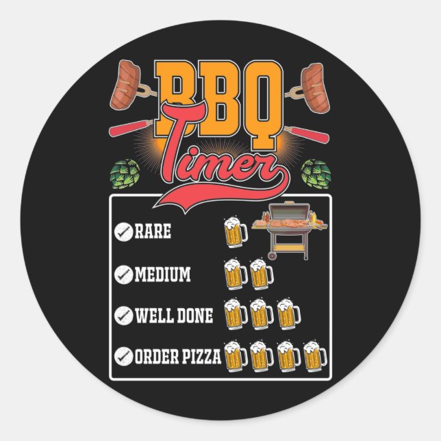 Sticker Rond BBQ Griller Viande Amant Barbecue Griller (Devant)