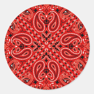 Sticker Rond BBQ Red Paisley Western