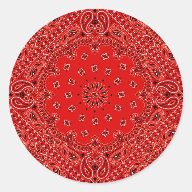 Sticker Rond BBQ Red Paisley Western (Devant)