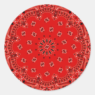 Sticker Rond BBQ Red Paisley Western
