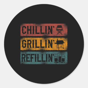 Sticker Rond Bbq Smoker Chillin' Grillin' Refillin'