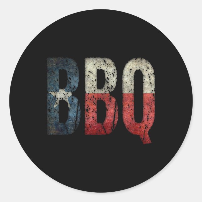Sticker Rond Bbq Texas State Flag Byrbecue (Devant)