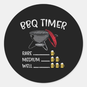 Sticker Rond Bbq Timer Beer Funny Byrbecue Grill Grill Boisson