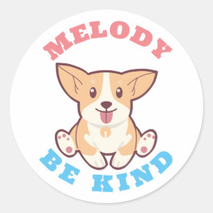 Sticker Rond Be Kind Corgi