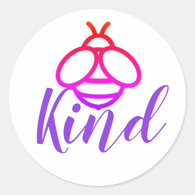 Sticker Rond Be Kind - jolie conception d'abeilles rouges pourp (Devant)