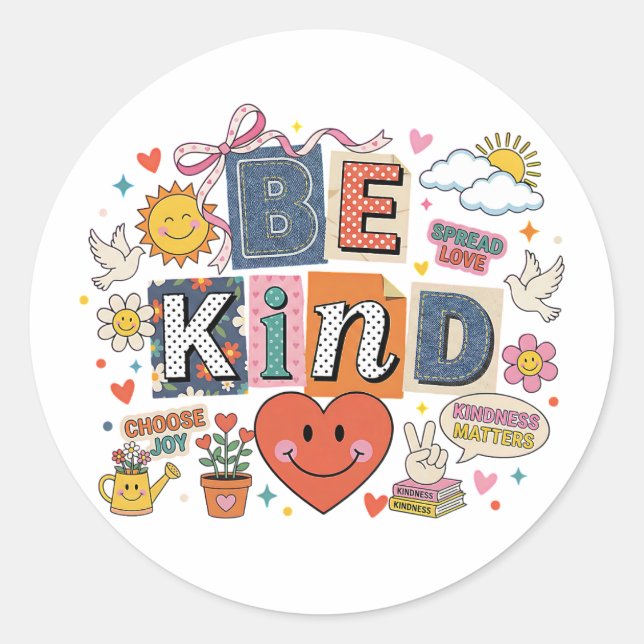 Sticker Rond Be Kind - Kindness Matters (Devant)