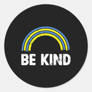 Sticker Rond Be Kind Rainbow World Down Syndromes Awareness Day