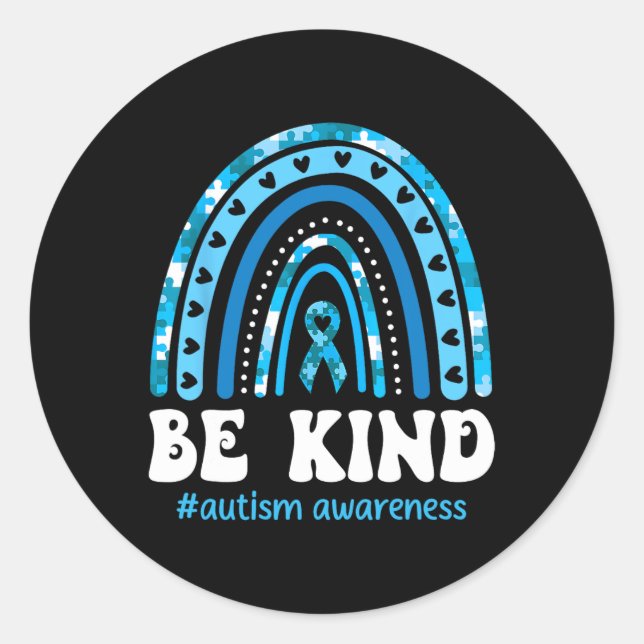 Sticker Rond Be Kind Sensibilisation sur l'autisme Puzzle Cute  (Devant)