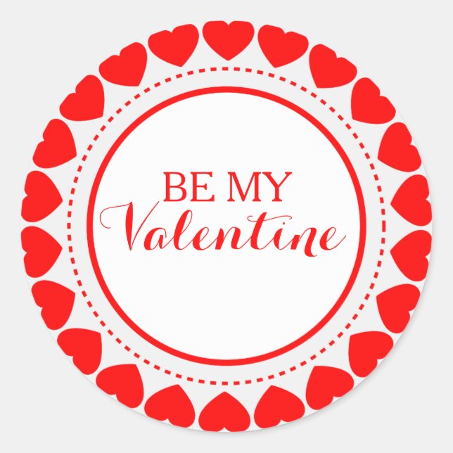Sticker Rond Be My Valentine Coeurs rouges Cercle Frame (Devant)