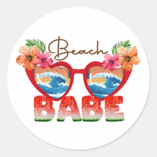 Sticker Rond Beach Babe (Devant)