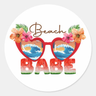 Sticker Rond Beach Babe