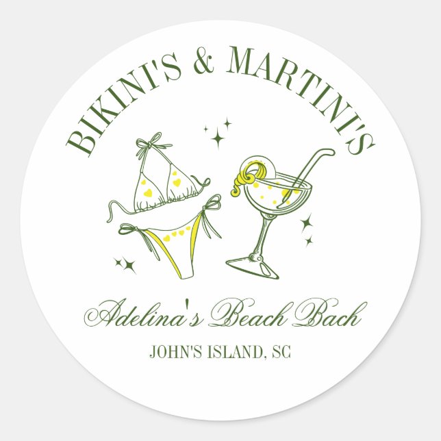 Sticker Rond Beach Bachelorette Party Favoriser Social Club (Devant)