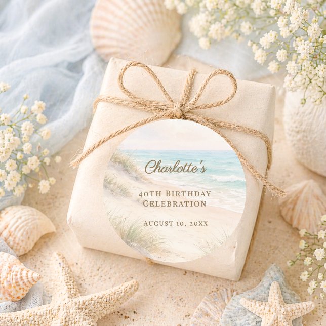 Sticker Rond Beach coastal summer birthday (Créateur téléchargé)