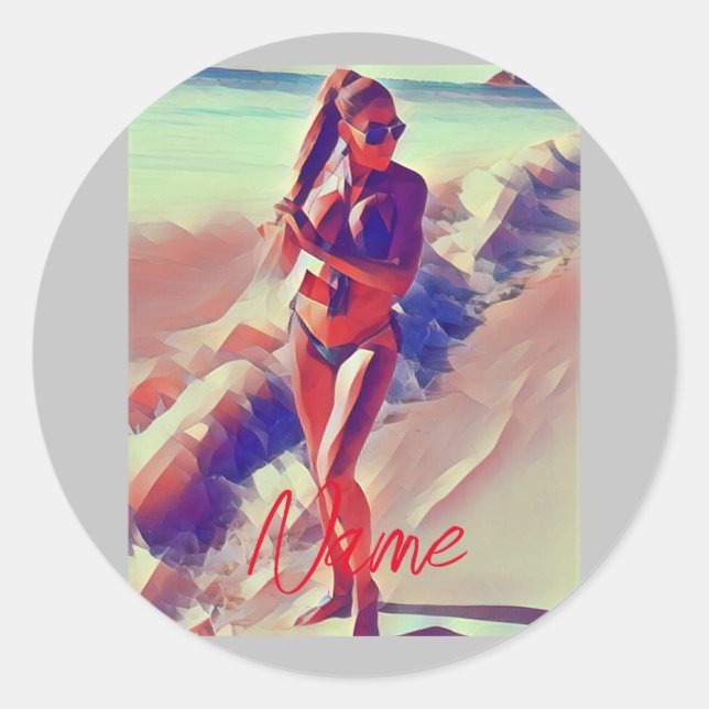Sticker Rond Beach Girl Thunder_Cove (Devant)