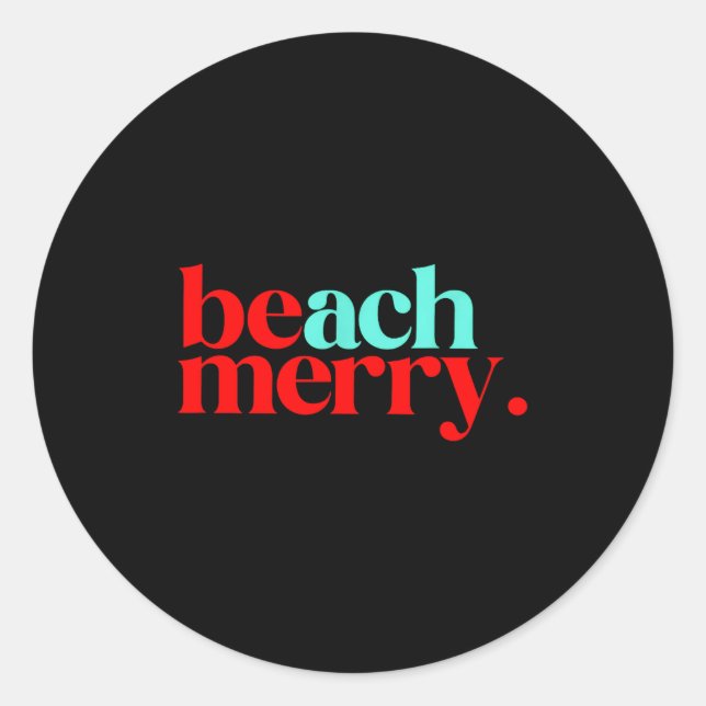Sticker Rond Beach Merry Christmas Funny  (Devant)