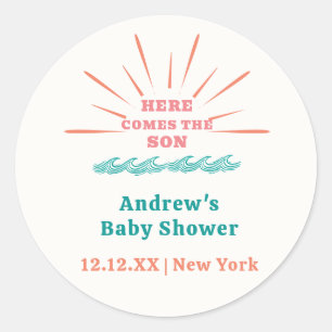 Sticker Rond Beach Sunshine Voici Le Baby shower Son