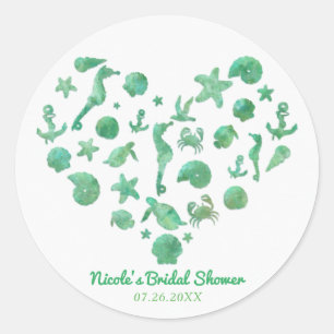 Sticker Rond Beach Things Vert Aquarelle Moderne Fête Favoriser
