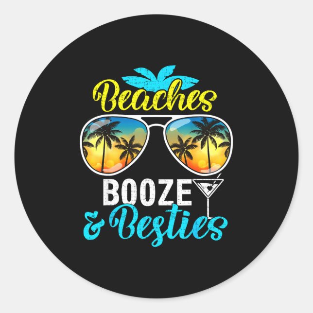 Sticker Rond Beaches booze besties girls trip 2026 florida (Devant)