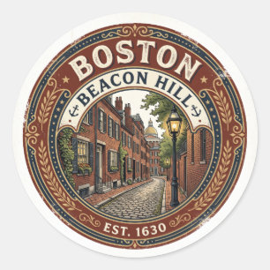 Sticker Rond Beacon Hill Massachusetts