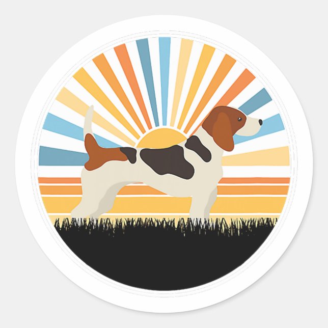 Sticker Rond beagle - chien maman chien papa coucher de soleil  (Devant)