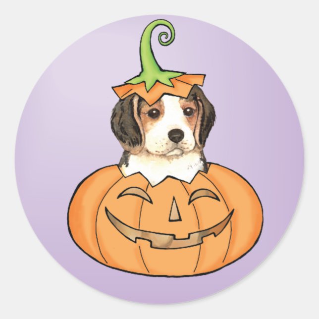 Sticker Rond Beagle d'Halloween (Devant)