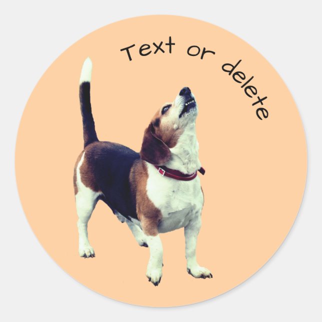 Sticker Rond Beagle Howling Dog Personnalisé (Devant)