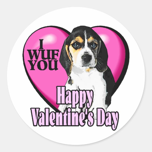 Sticker Rond Beagle, je vous demande (Devant)