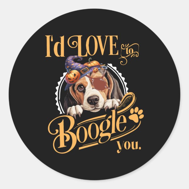 Sticker Rond Beagle Maman Halloween Amoureux des chiens (Devant)