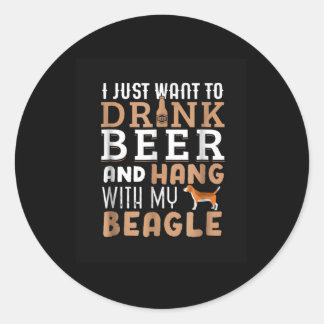 Sticker Rond Beagle Papa Drôle Pères