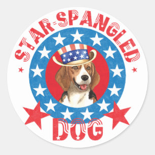 Sticker Rond Beagle patriotique
