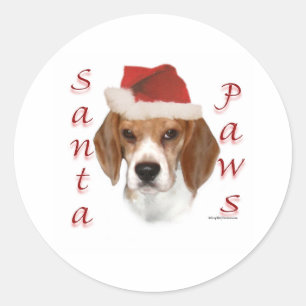 Sticker Rond Beagle Père Noël Paws
