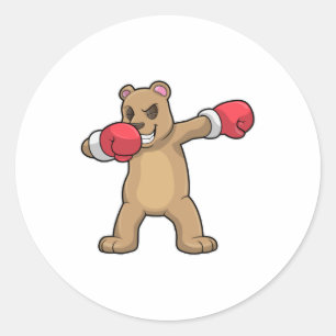 Sticker Rond Bear as Boxer at Boxer & Hip hop Dance Dab