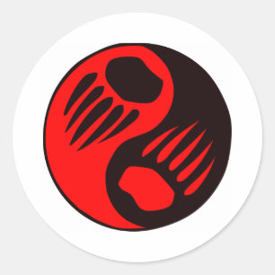 Sticker Rond Bear Claw Yin Yang