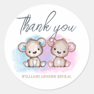 Sticker Rond Bear Cute Genre Révéler Merci Tags cadeaux