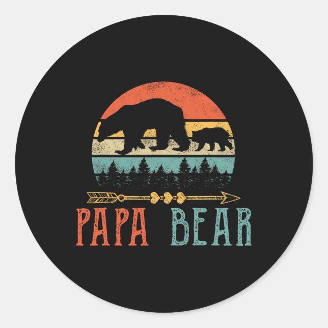 Sticker Rond Bear Daddy Funny Mens Fête des pères idée cadeau (Devant)