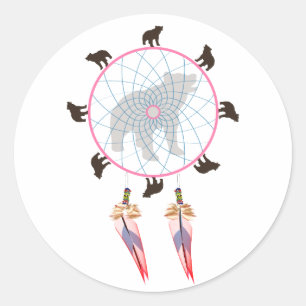 Sticker Rond Bear Dream Catcher