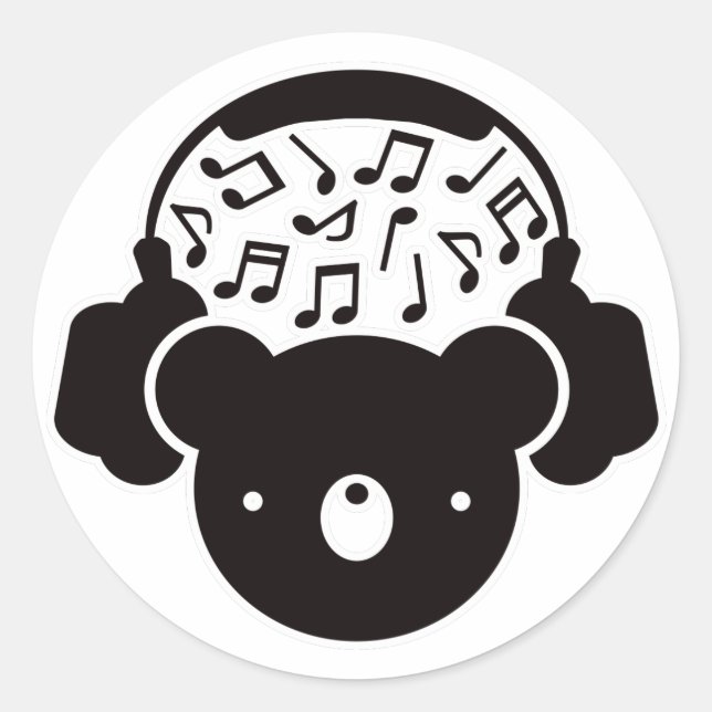 Sticker Rond Bear_Headphones (Devant)