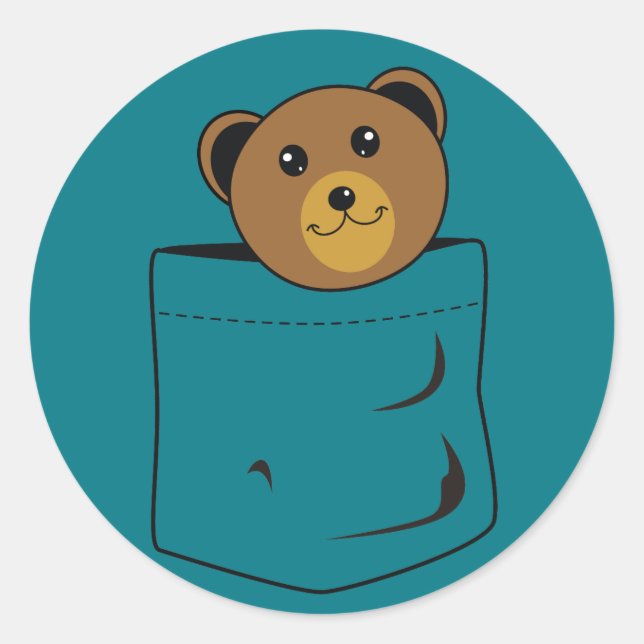 Sticker Rond Bear in pocket (Devant)