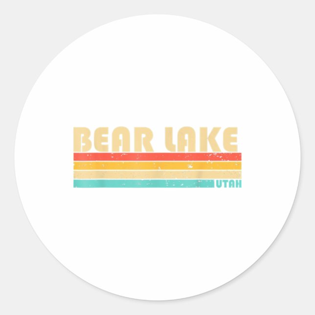 Sticker Rond BEAR LAKE UTAH Fun Fishing Camping été (Devant)