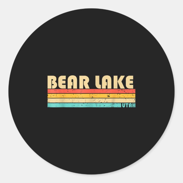 Sticker Rond Bear Lake Utah Funny Pêche Camping été (Devant)