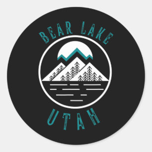 Sticker Rond Bear Lake Utah Montagne Ski Hiking Pêche Bateau