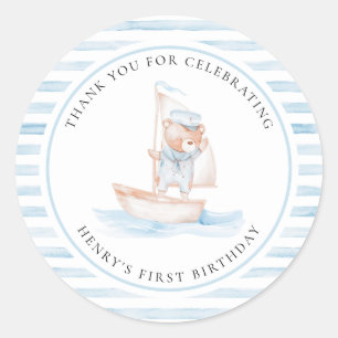 Sticker Rond Bear marin Bear Bleu Bleu Bande Anniversaire
