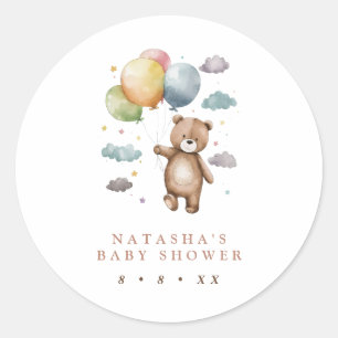 Sticker Rond Bear mignonne et Ballons Baby shower Favoriser