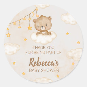 Sticker Rond Bear mignonne On Peut Attendre Le Merci Baby showe