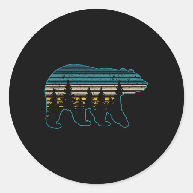 Sticker Rond Bear Nature Grizzly Brown Black Bear Hiking Huntin (Devant)