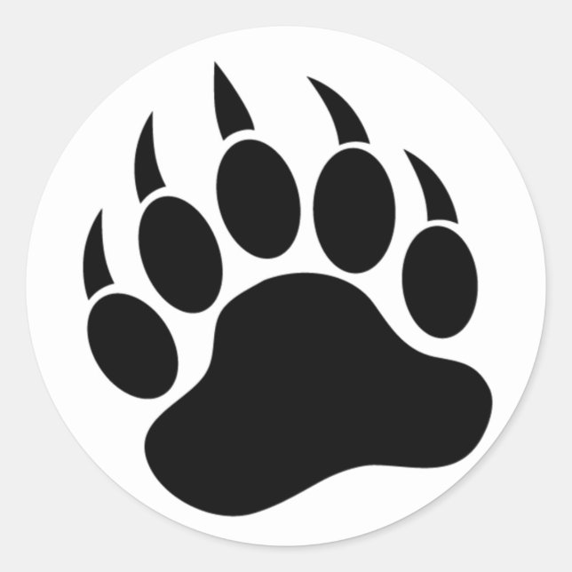 Sticker Rond Bear Paw/Claw classique en noir et blanc -Sticker (Devant)