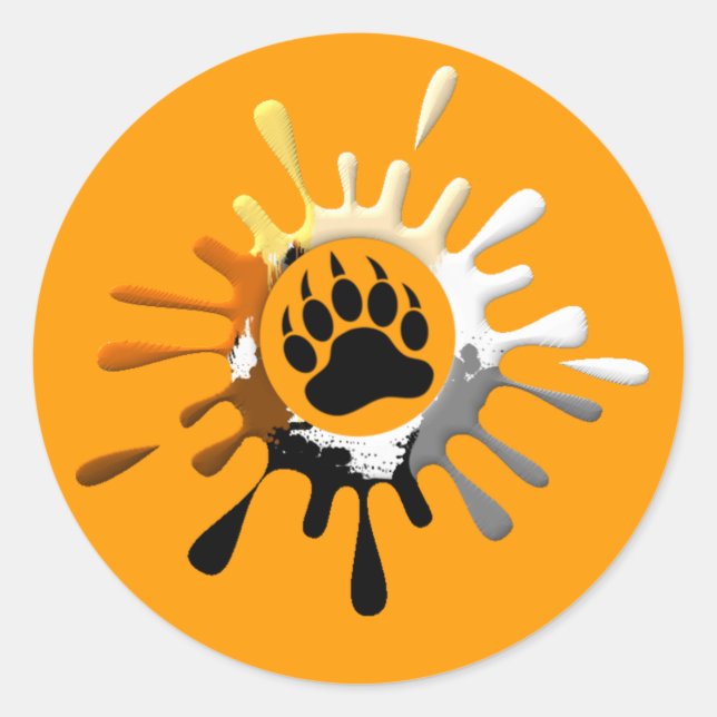 Sticker Rond Bear Paw Splash Fierté de l'Ours Couleurs (Devant)