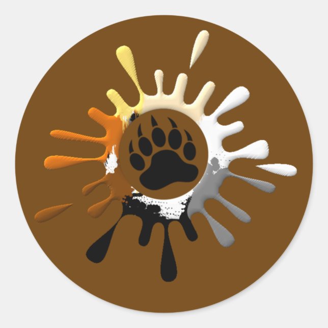 Sticker Rond Bear Paw Splash Fierté d'Ours Couleurs (Devant)