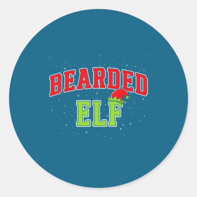Sticker Rond Bearded Elf Christmas Family Matching Group Xmas  (Devant)