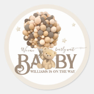 Sticker Rond Bearly Wait Boho Balloon Baby shower neutre